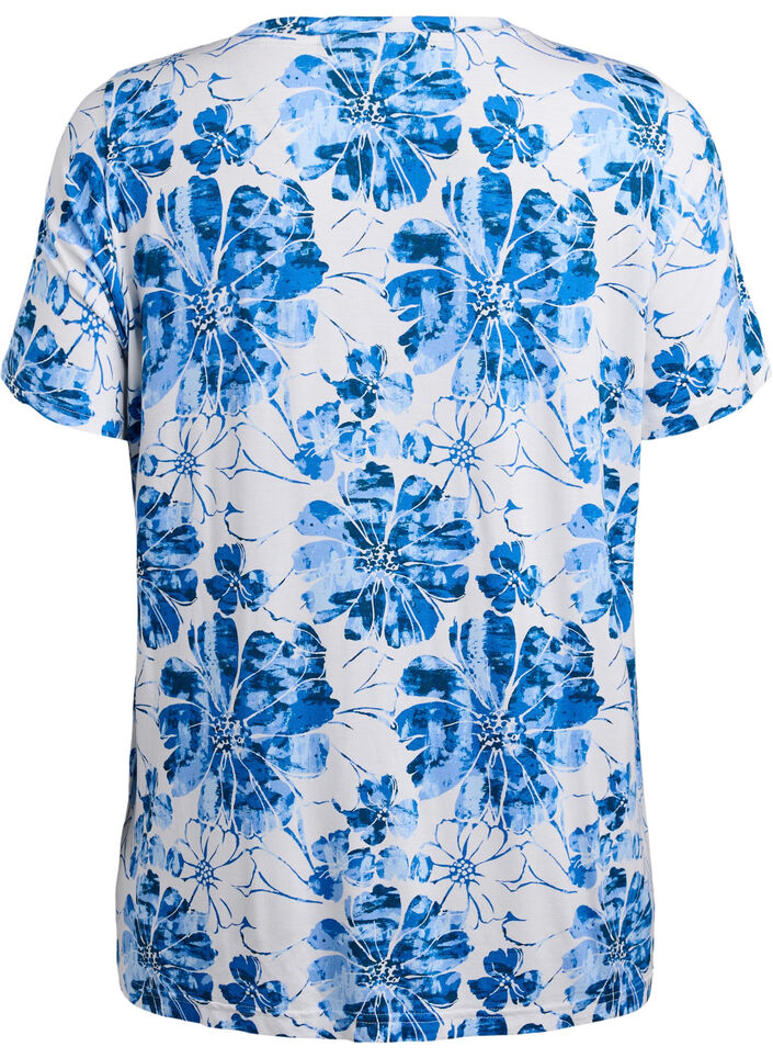 T-shirt avec imprim&eacute; floral, Bleu, Packshot image number 1