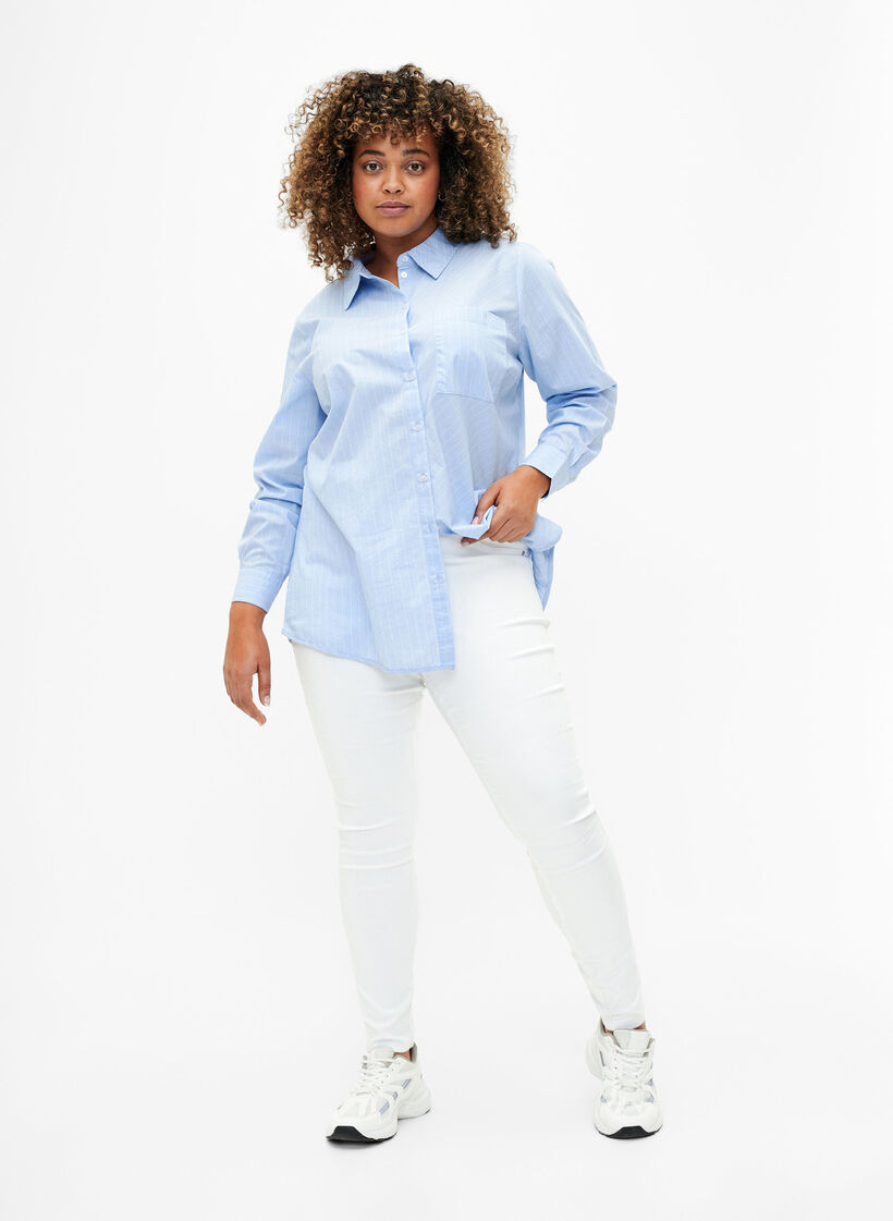 Jeggings &agrave; taille haute, Blanc, Model image number 0