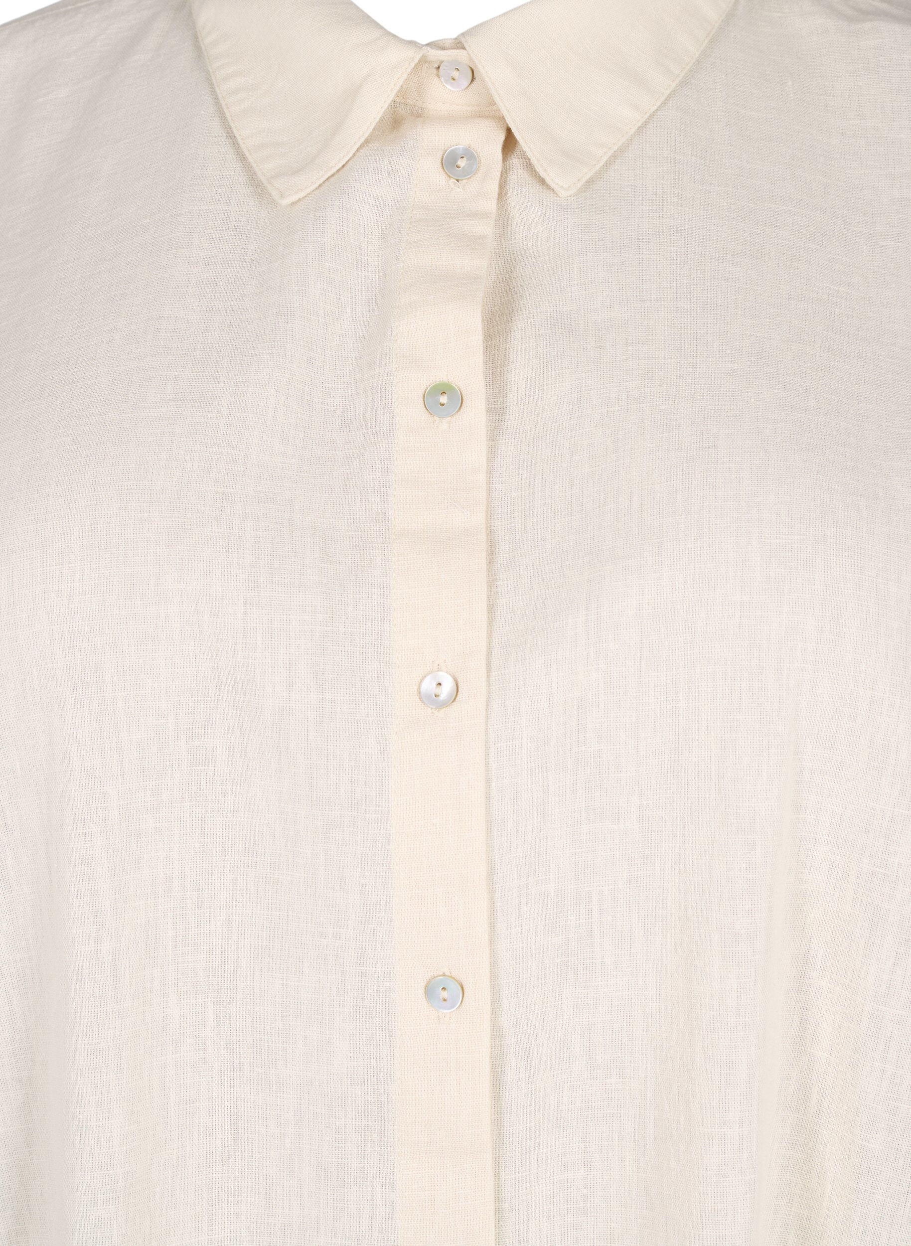 Zizzi Chemisier long en m&eacute;lange de coton avec du lin, Beige, Packshot image number 2