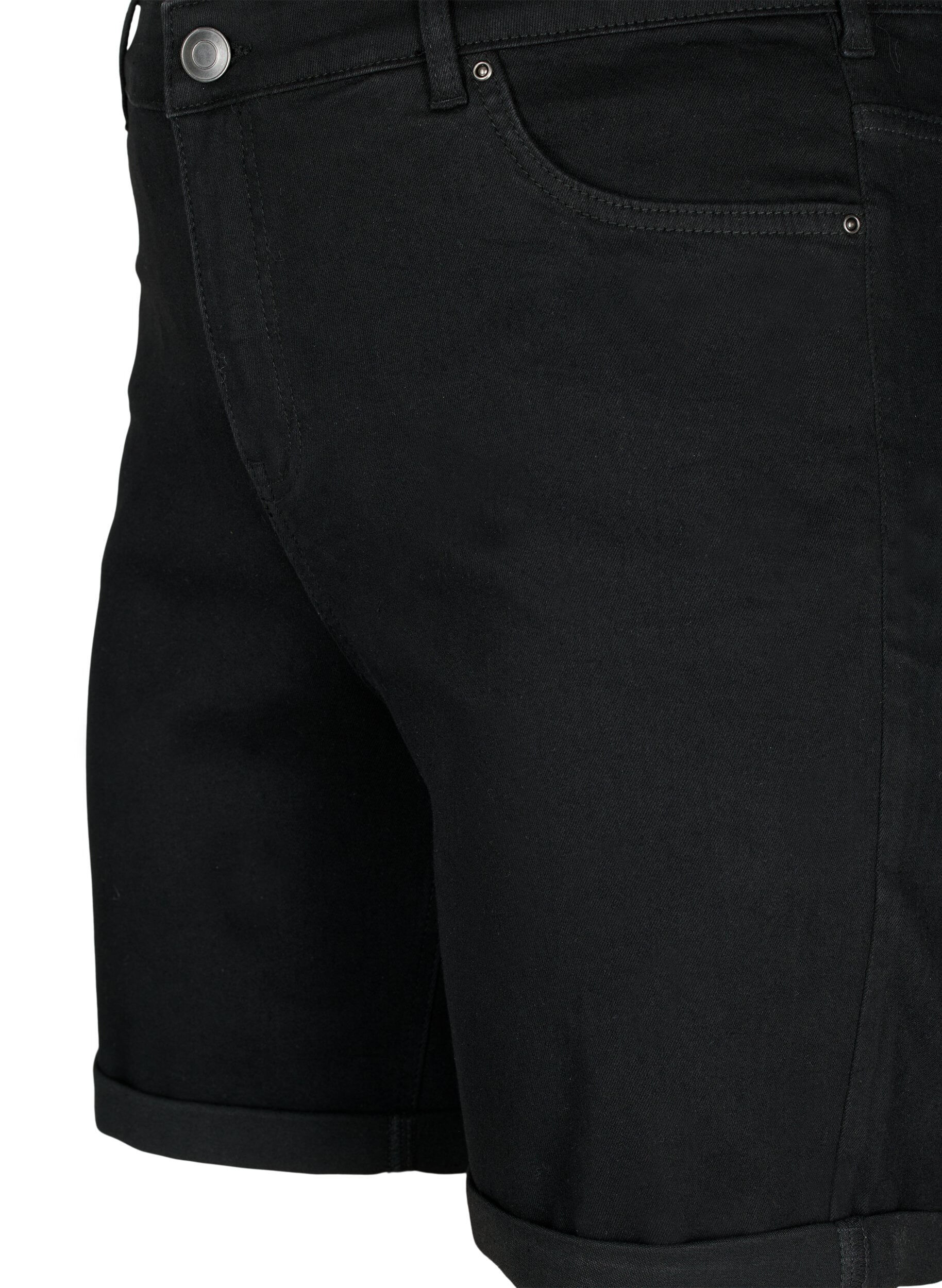 Zizzi  Shorts en jean moulants &agrave; taille haute, Black, Packshot image number 2