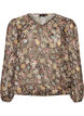 Blouse &agrave; imprim&eacute; floral et manches ballon, Marron, Packshot image number 0