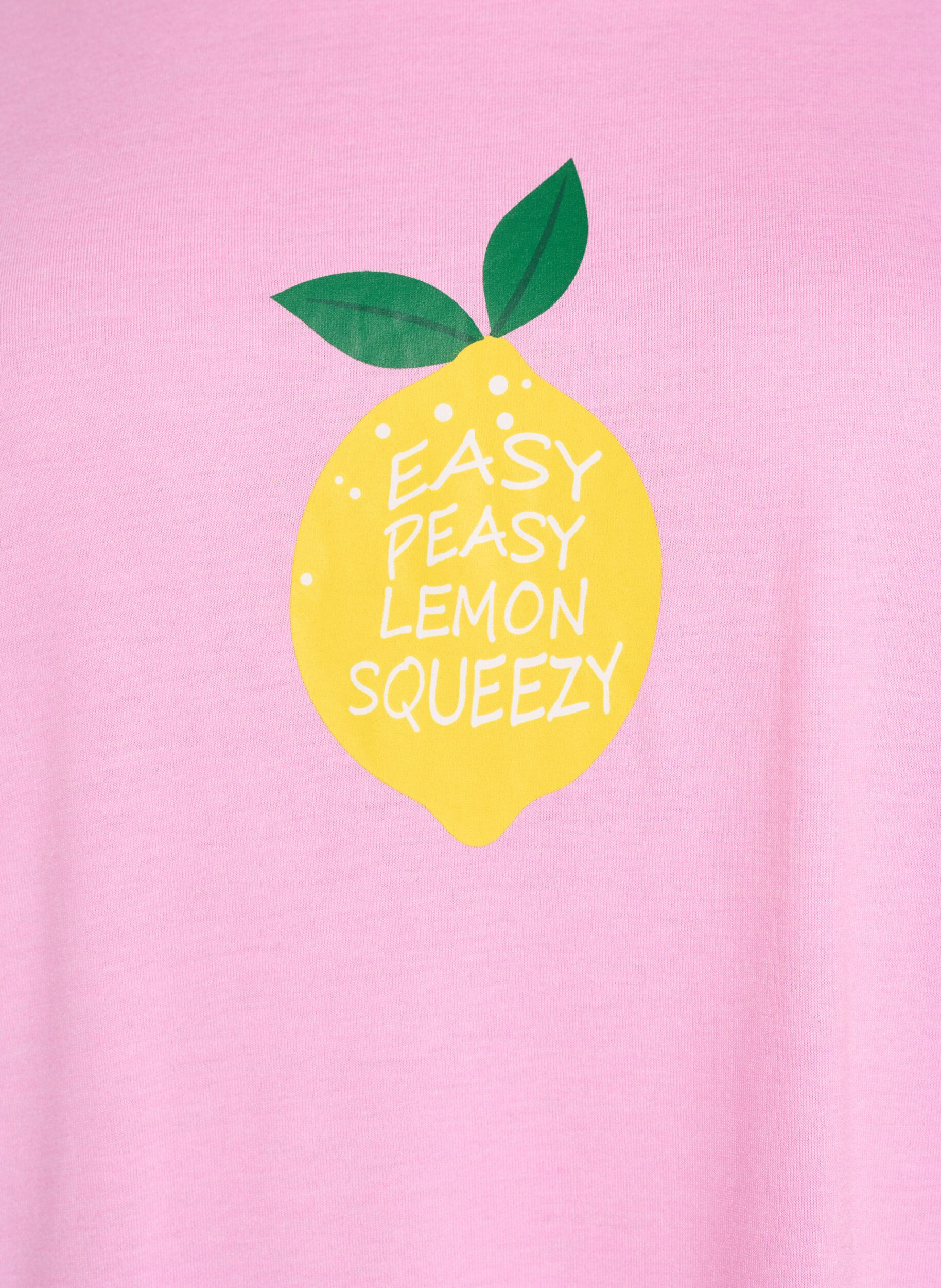 Zizzi Chemise de nuit &agrave; manches courtes avec imprim&eacute; de texte, Rose, Packshot image number 2