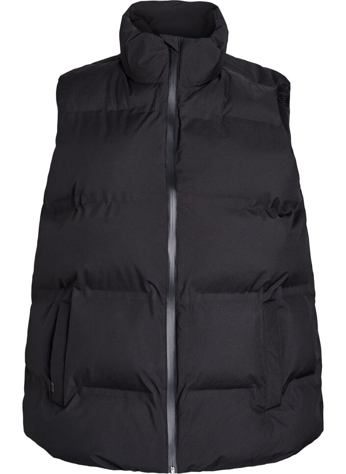 Doudoune sans manches courte avec col montant, Noir, Packshot image number 0