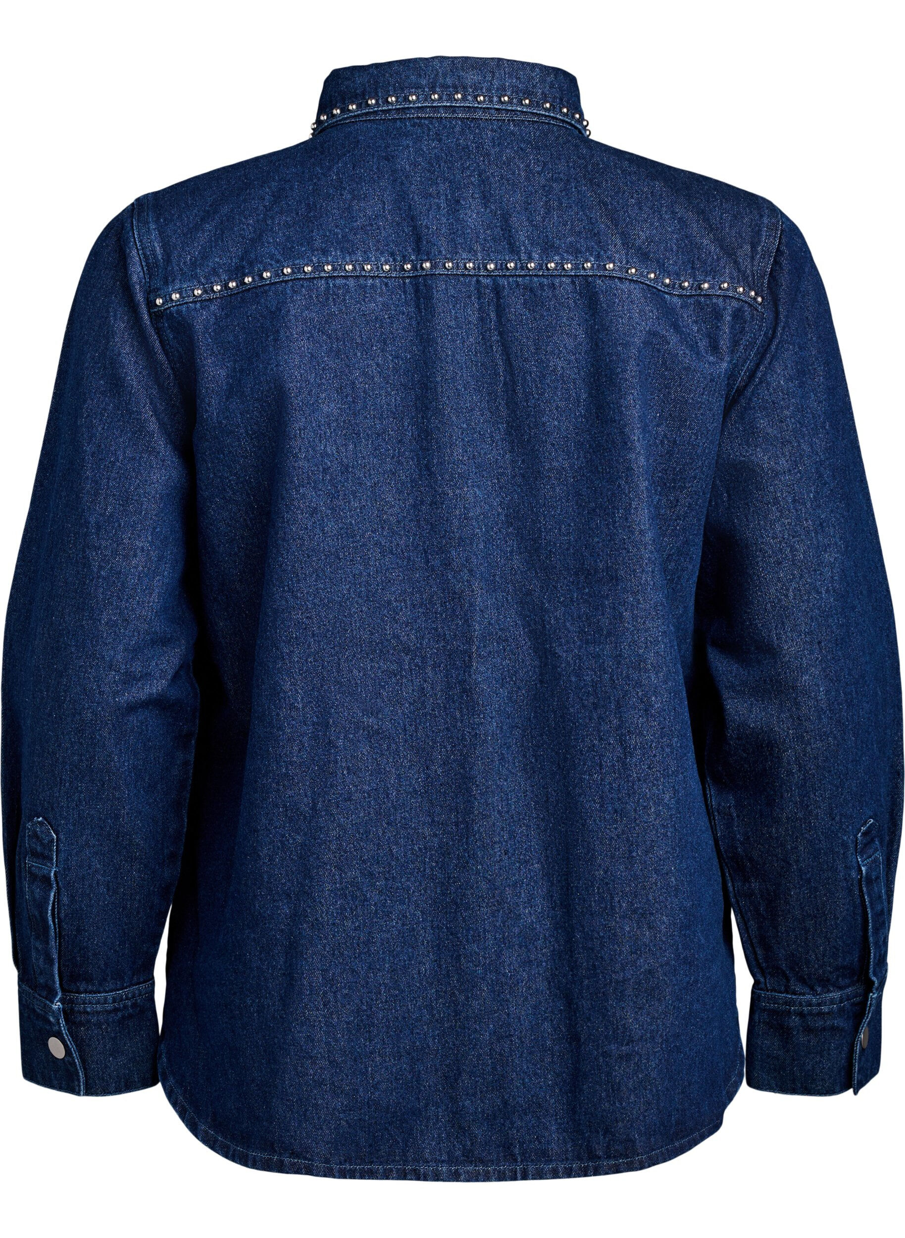 Zizzi Chemise en jean avec clous, Bleu, Packshot image number 1