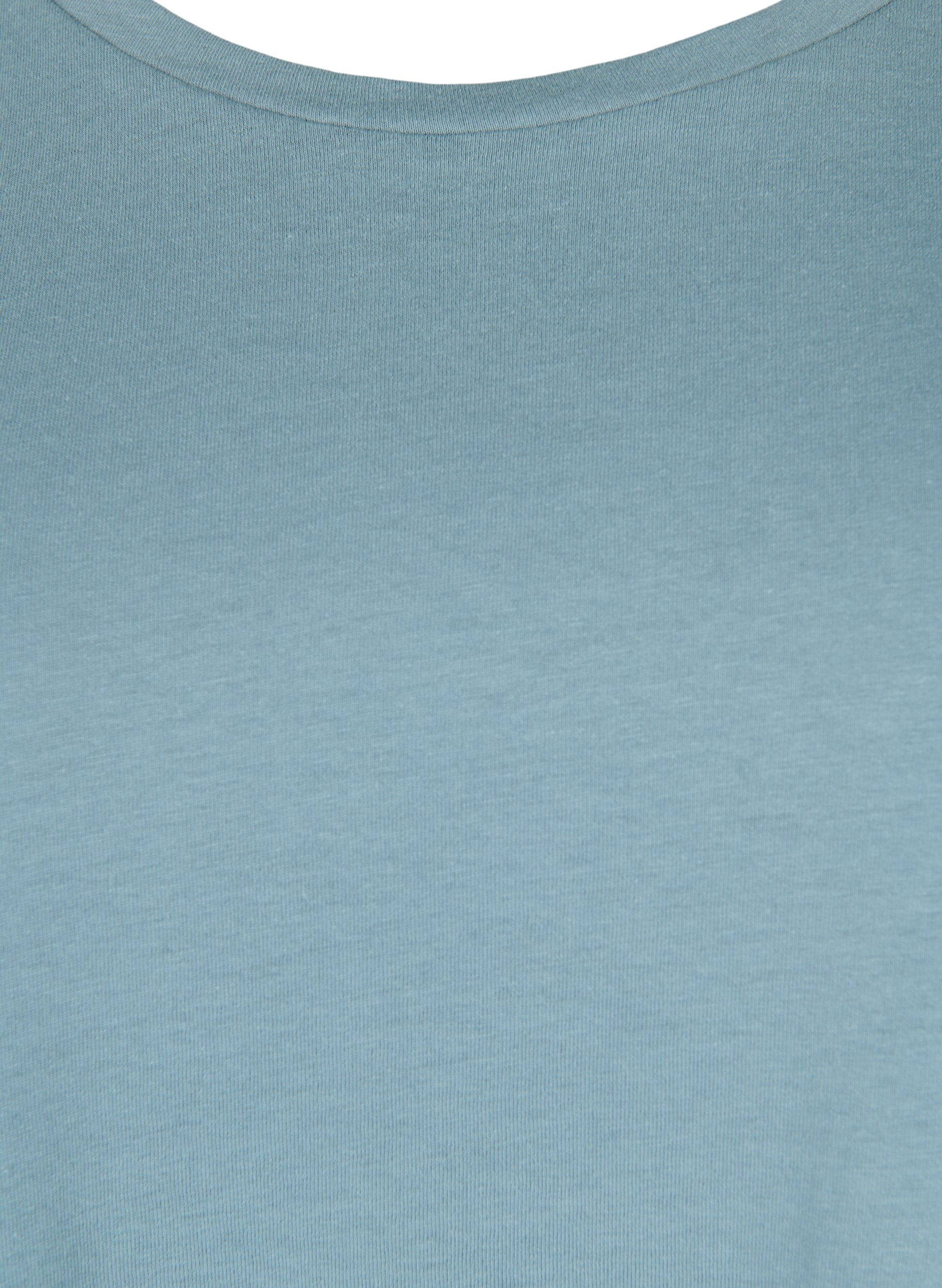 Zizzi T-shirt &agrave; manches courtes en coton m&eacute;lang&eacute;, Bleu, Packshot image number 2