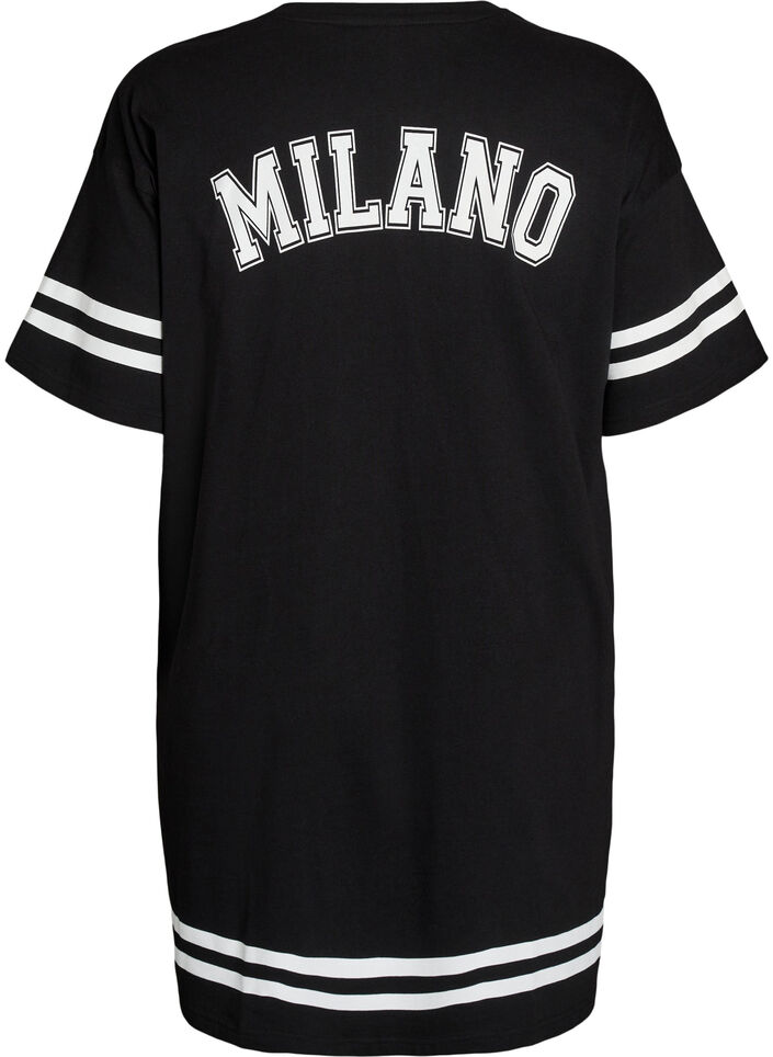 Robe T-shirt courte avec d&eacute;tails sportifs, Noir, Packshot image number 1