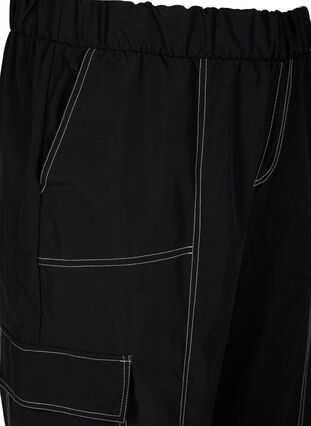 Pantalon cargo avec coutures contrastées, Black, Packshot image number 2