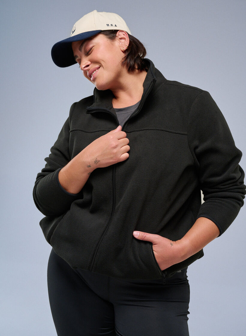 Veste en polaire avec poches, Noir, Image image number 0