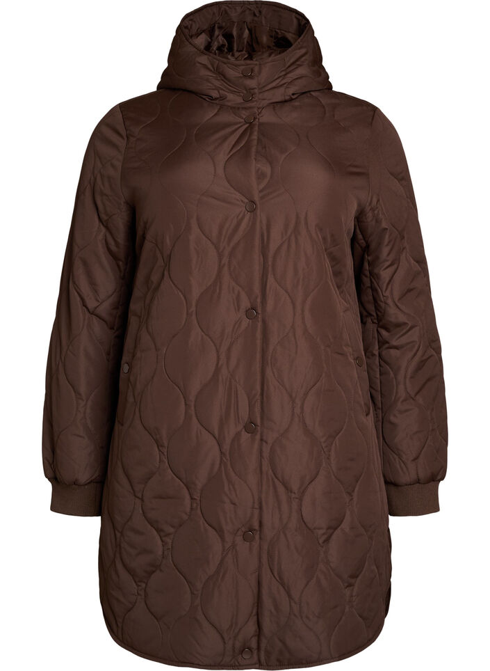 Veste matelass&eacute;e mi-longue avec capuche, 1682, Packshot image number 0