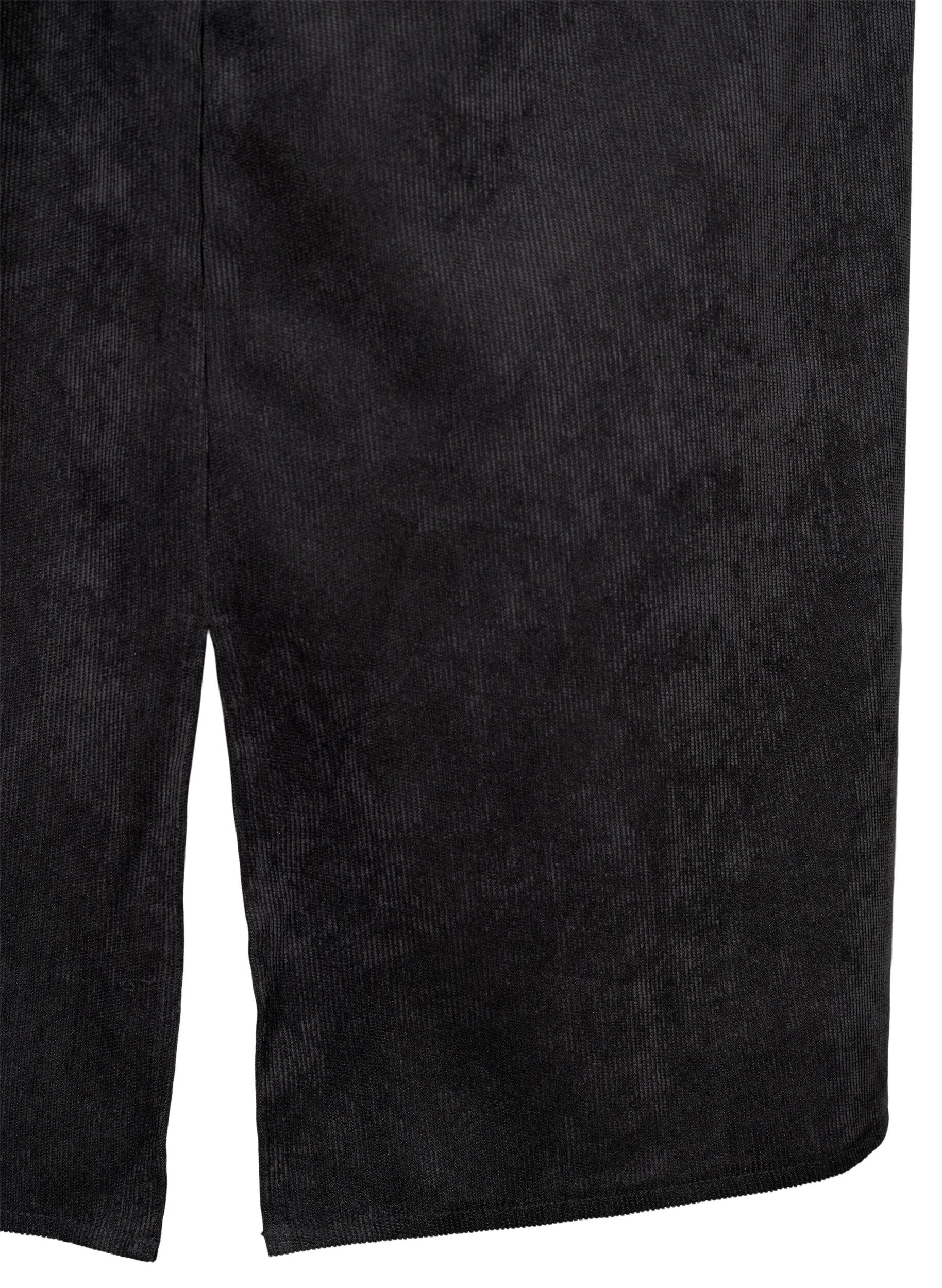 Zizzi Robe en velours c&ocirc;tel&eacute; avec manches 3/4 et boutons, Black, Packshot image number 2