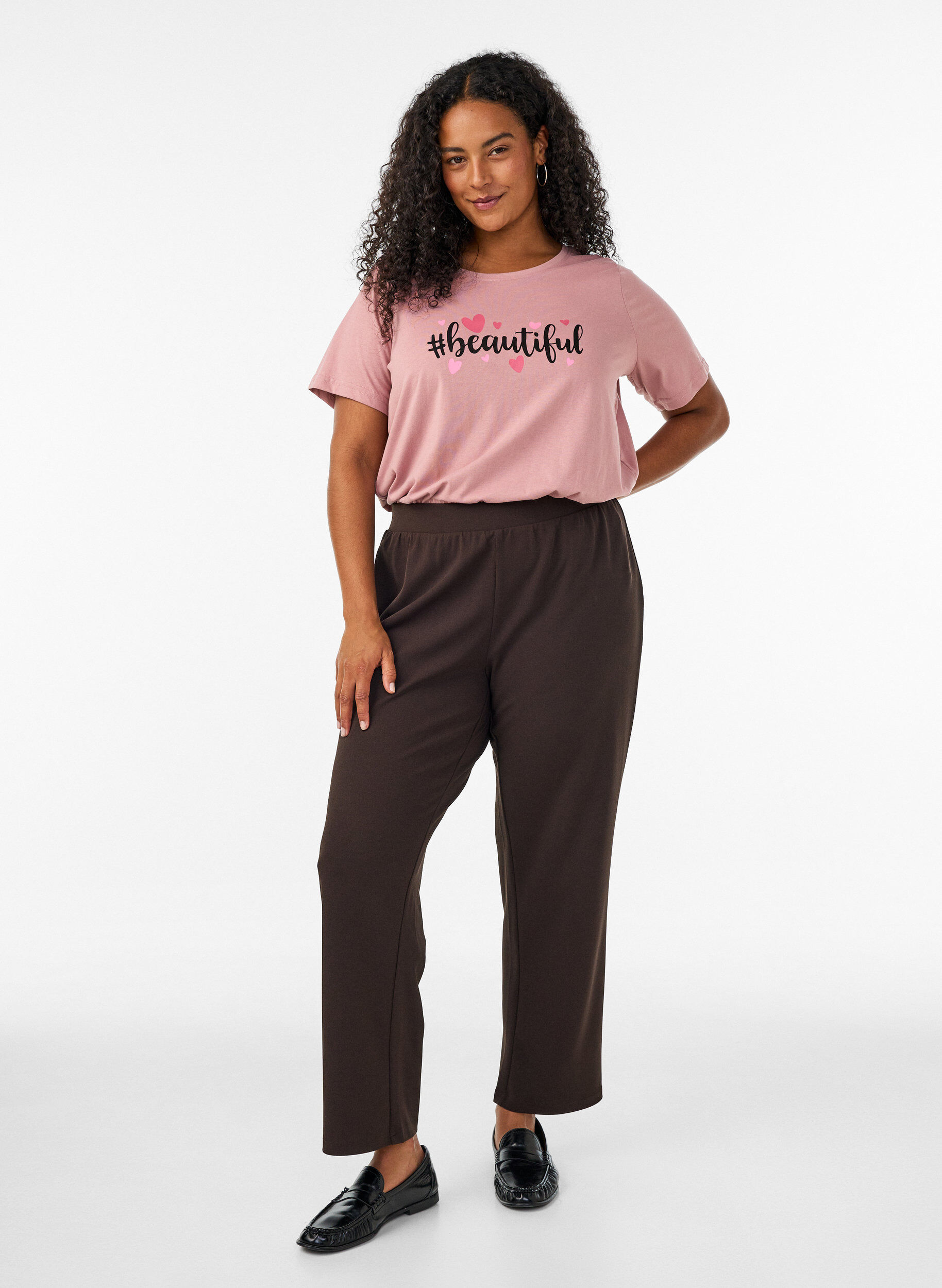 ZizziPantalon &agrave; coupe droite, Marron, Model image number 0
