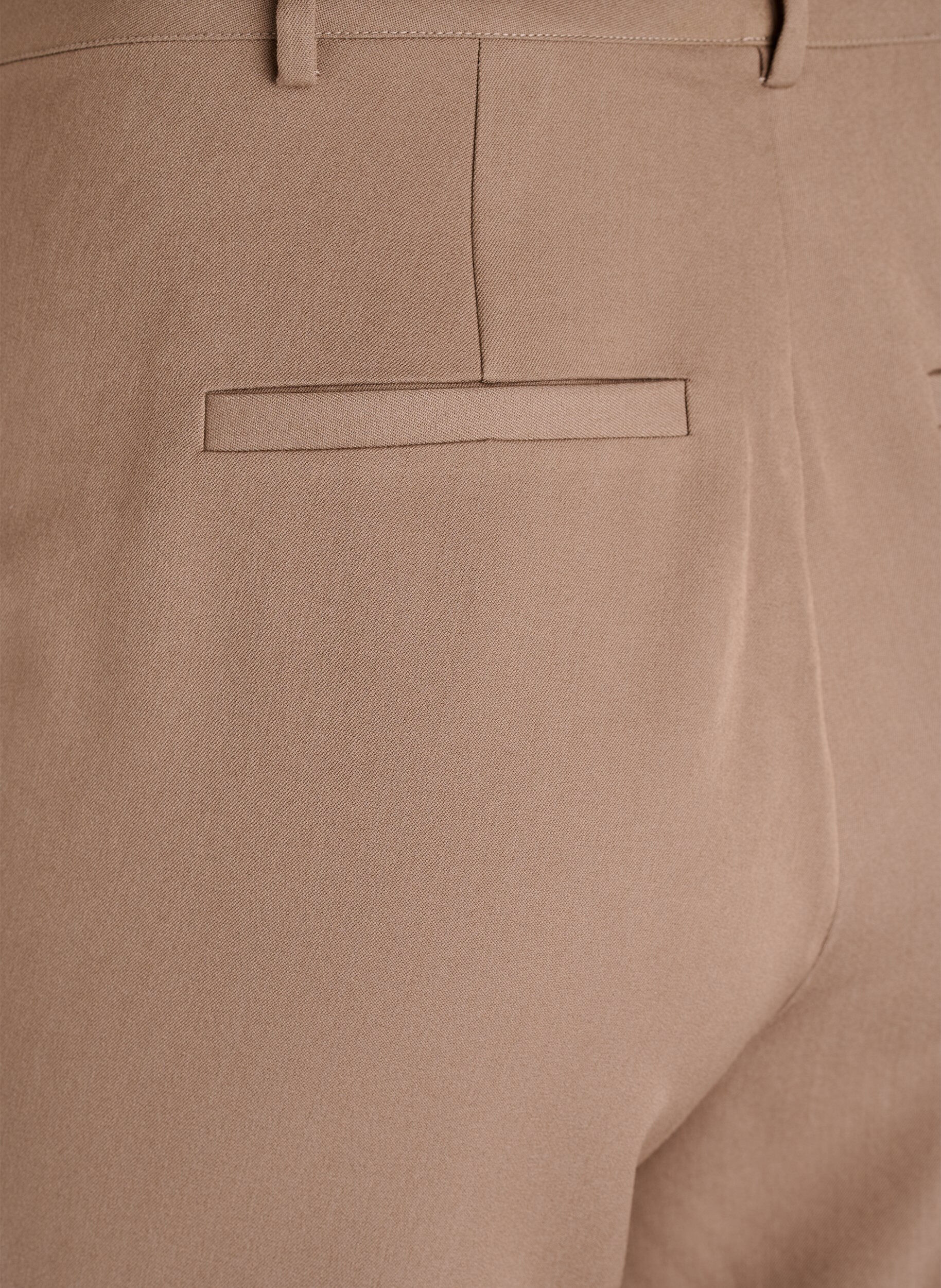 Zizzi Pantalon tailleur taille haute &agrave; coupe droite, Marron, Packshot image number 3