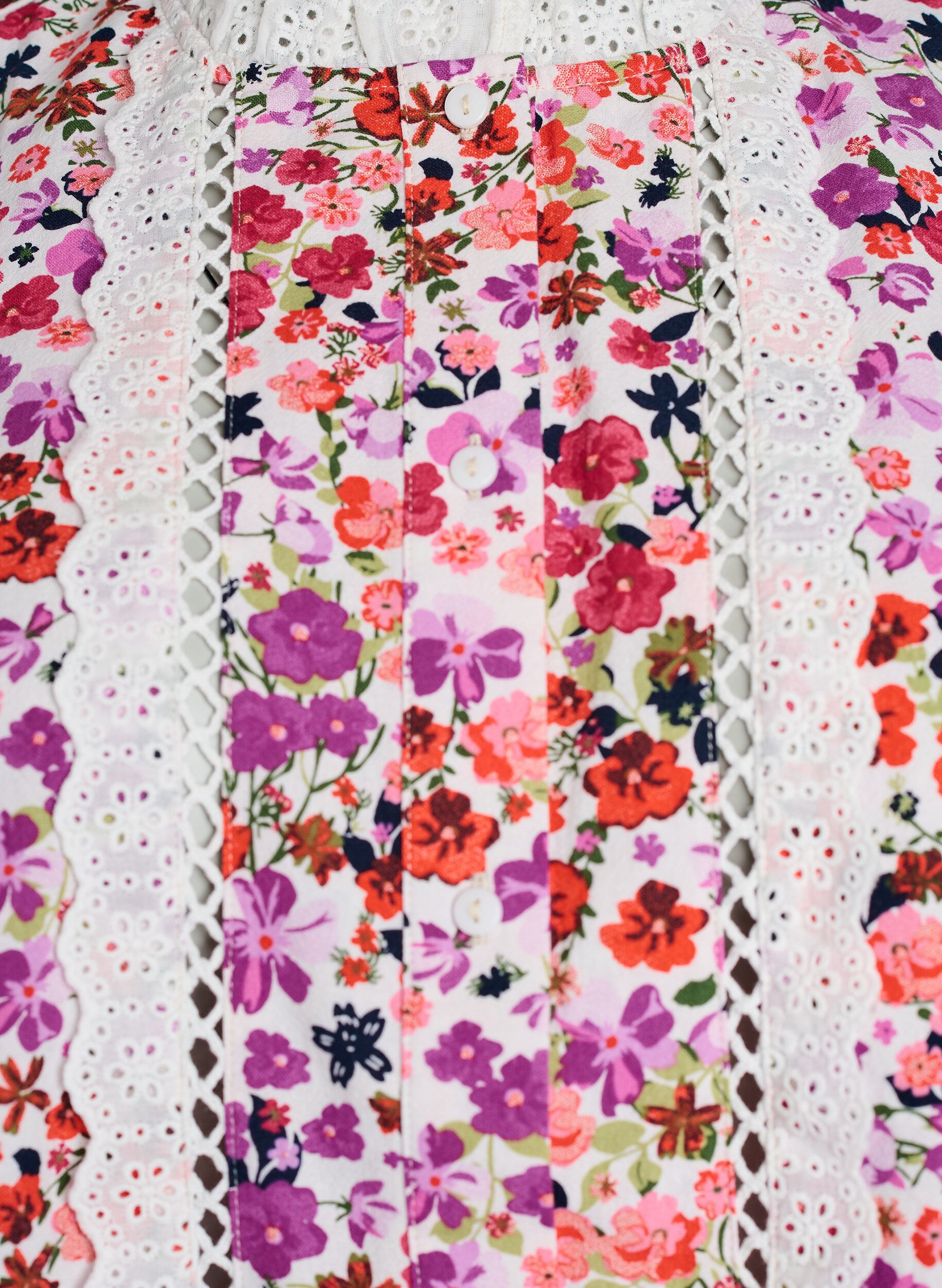 Zizzi Blouse sans manches en coton avec imprim&eacute; floral et broderie anglaise, Rose, Packshot image number 2