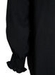 Blouse avec poignets smock&eacute;s et col en V, Noir, Packshot image number 3