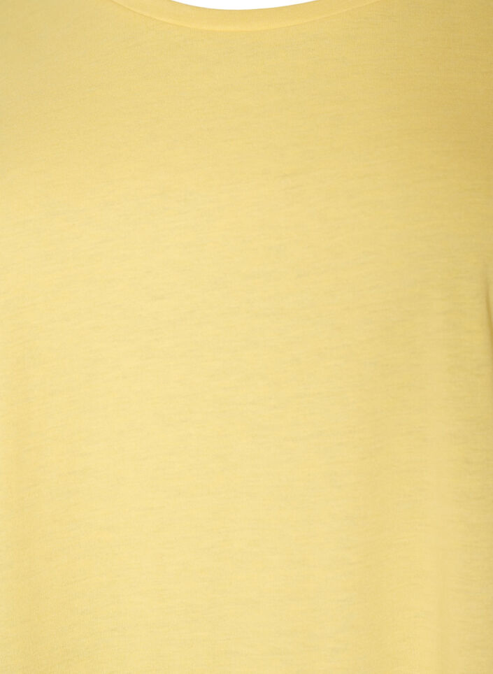 T-shirt &agrave; manches courtes en coton m&eacute;lang&eacute;, Jaune clair, Packshot image number 2