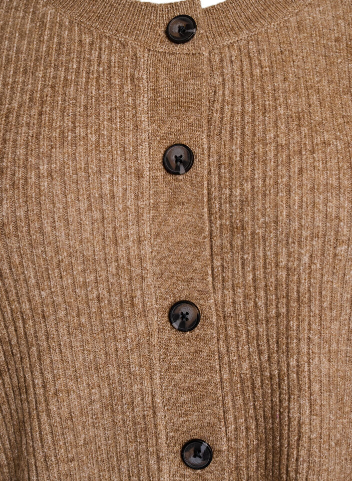 Cardigan en tricot côtelé avec boutons, Marron, Packshot image number 2