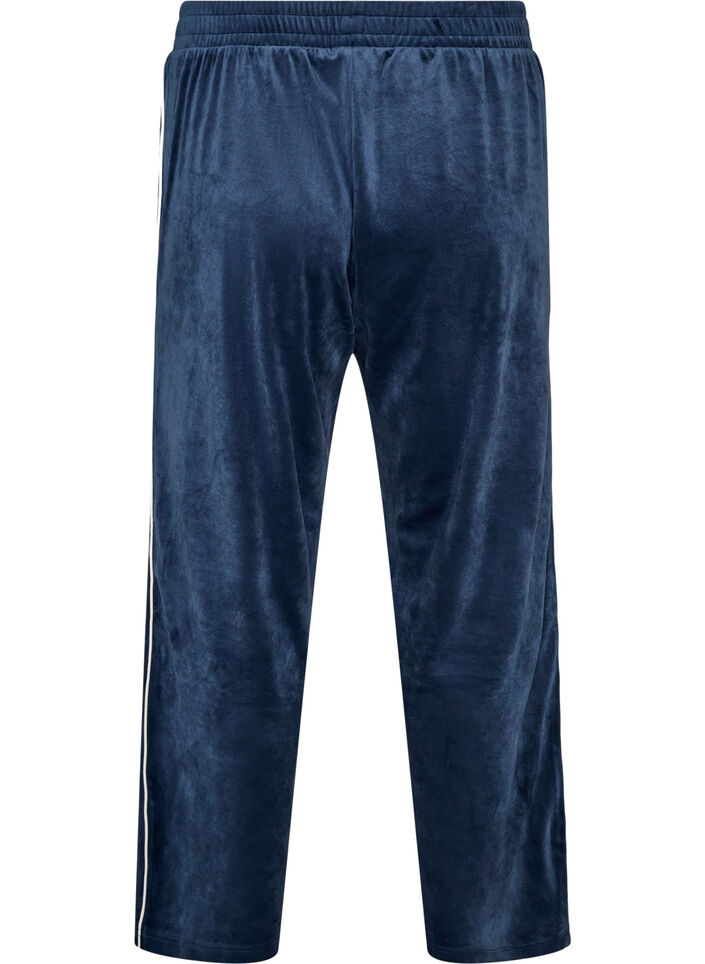Pantalon en velours avec passepoil contrastant, Bleu, Packshot image number 1