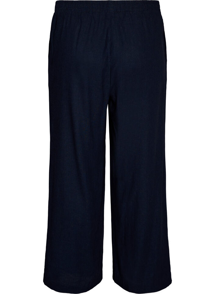 Pantalon large en lin et viscose, Bleu, Packshot image number 1