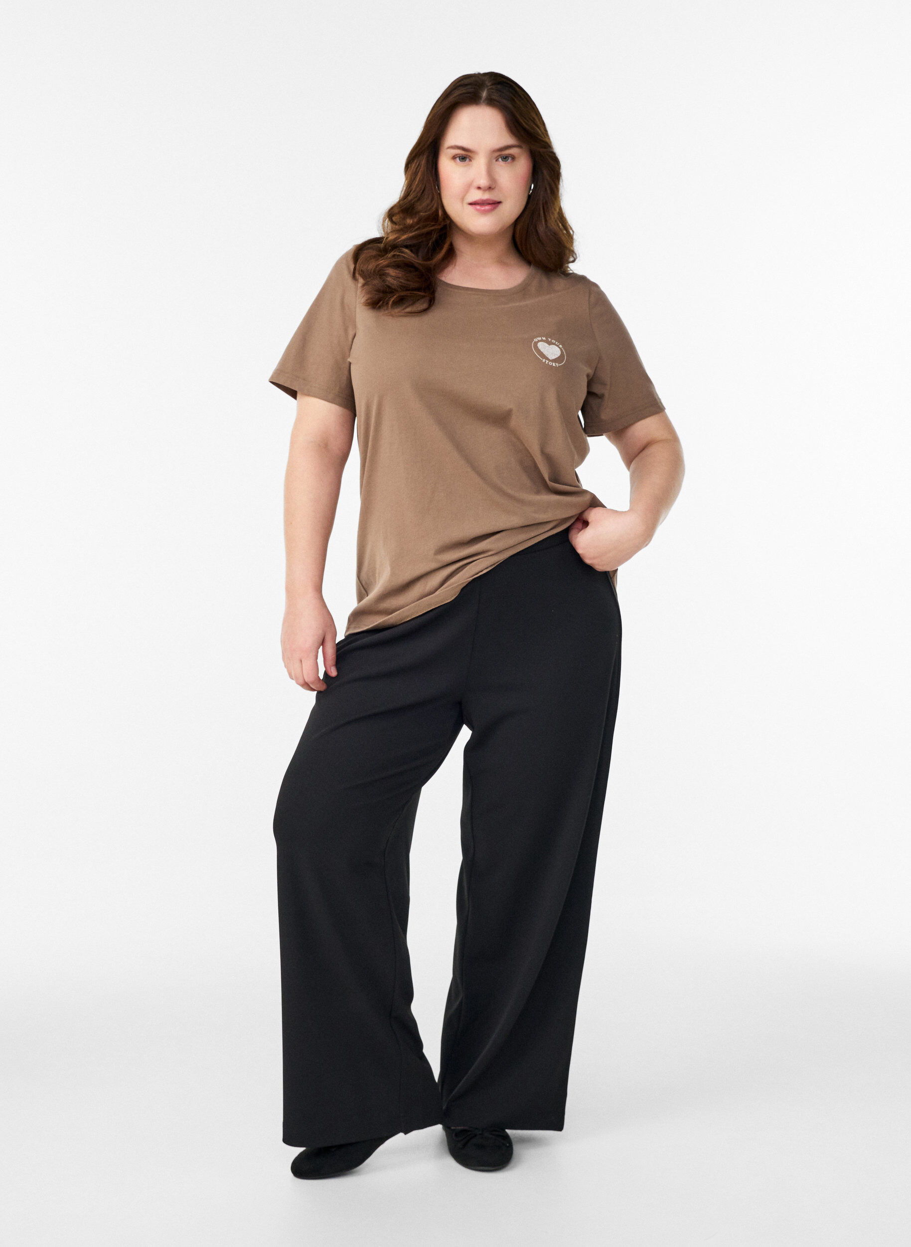 ZizziT-shirt imprim&eacute;, Marron, Model image number 1