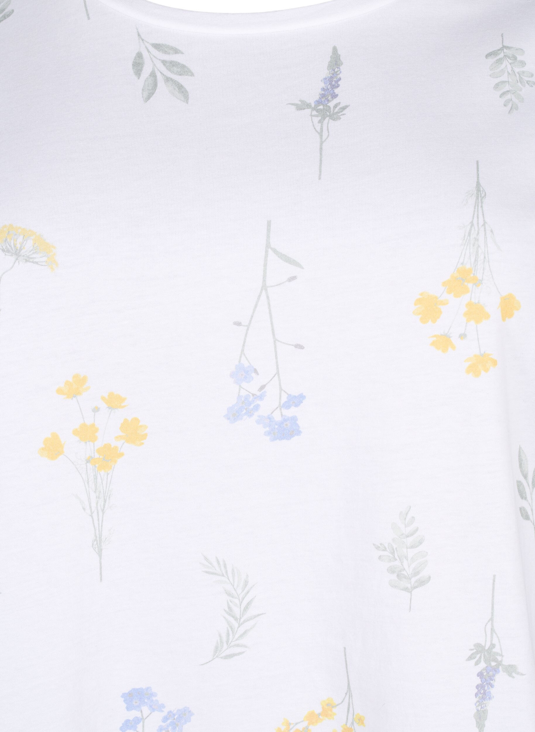 Zizzi T-shirt en coton biologique avec imprim&eacute; floral, Bright W. AOP, Packshot image number 2