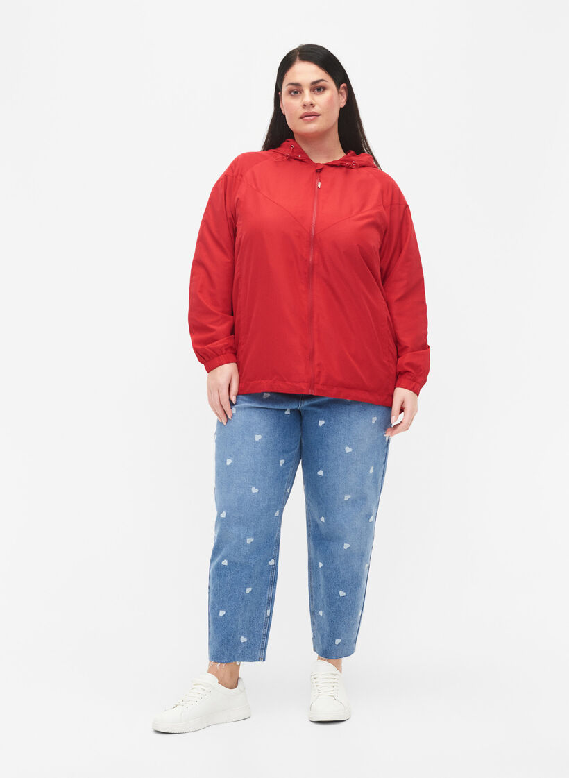 Veste courte avec capuche et bas réglable, Tango Red, Model image number 2