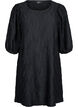Robe courte avec texture et manches 3/4, Noir, Packshot image number 0