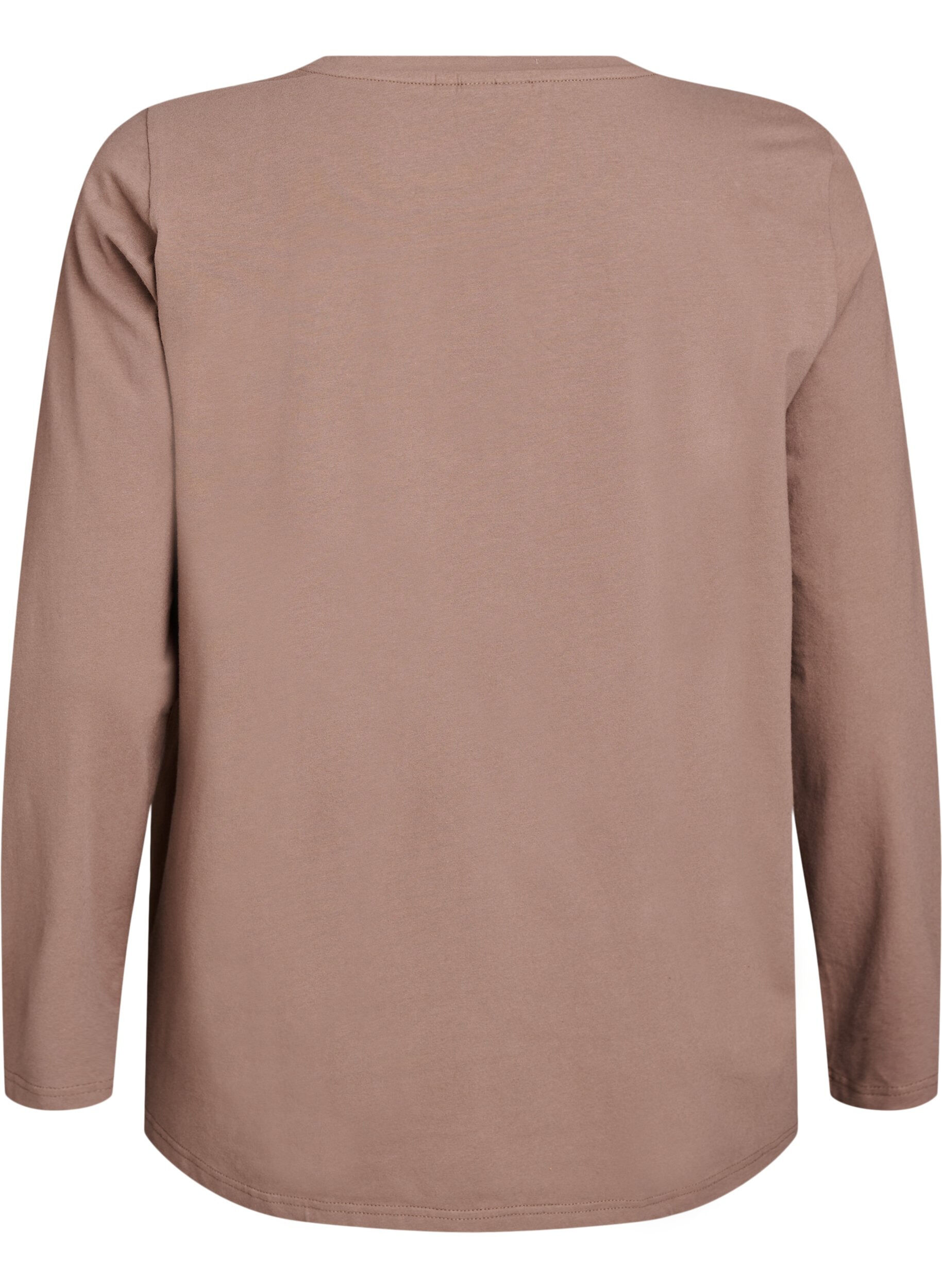 Zizzi Blouse basique en jersey &agrave; manches longues, Marron, Packshot image number 1
