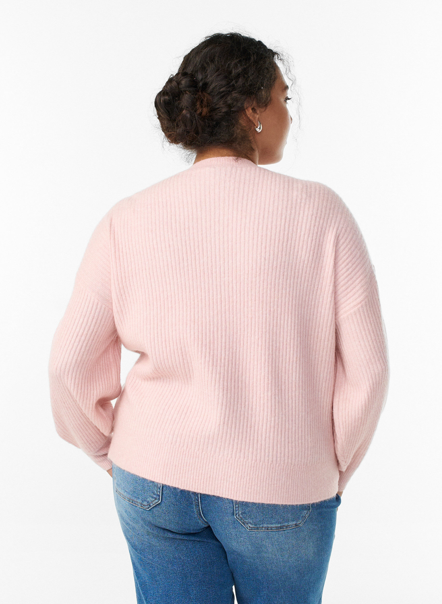 ZizziCardigan en tricot c&ocirc;tel&eacute; avec boutons, Rose, Model image number 2