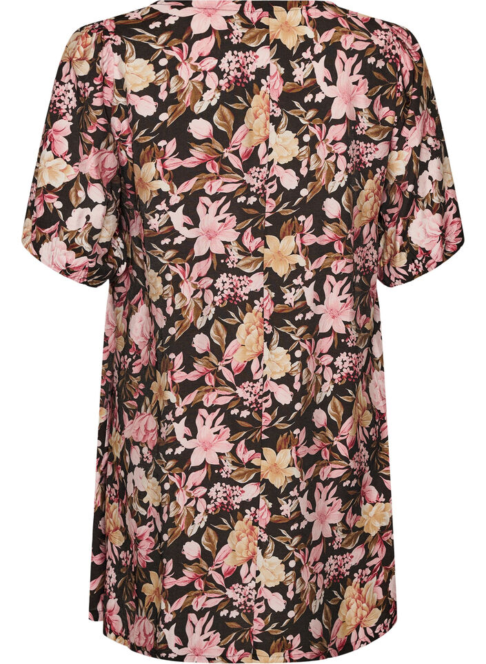 Robe courte coupe &eacute;vas&eacute;e avec col en V, Rose, Packshot image number 1