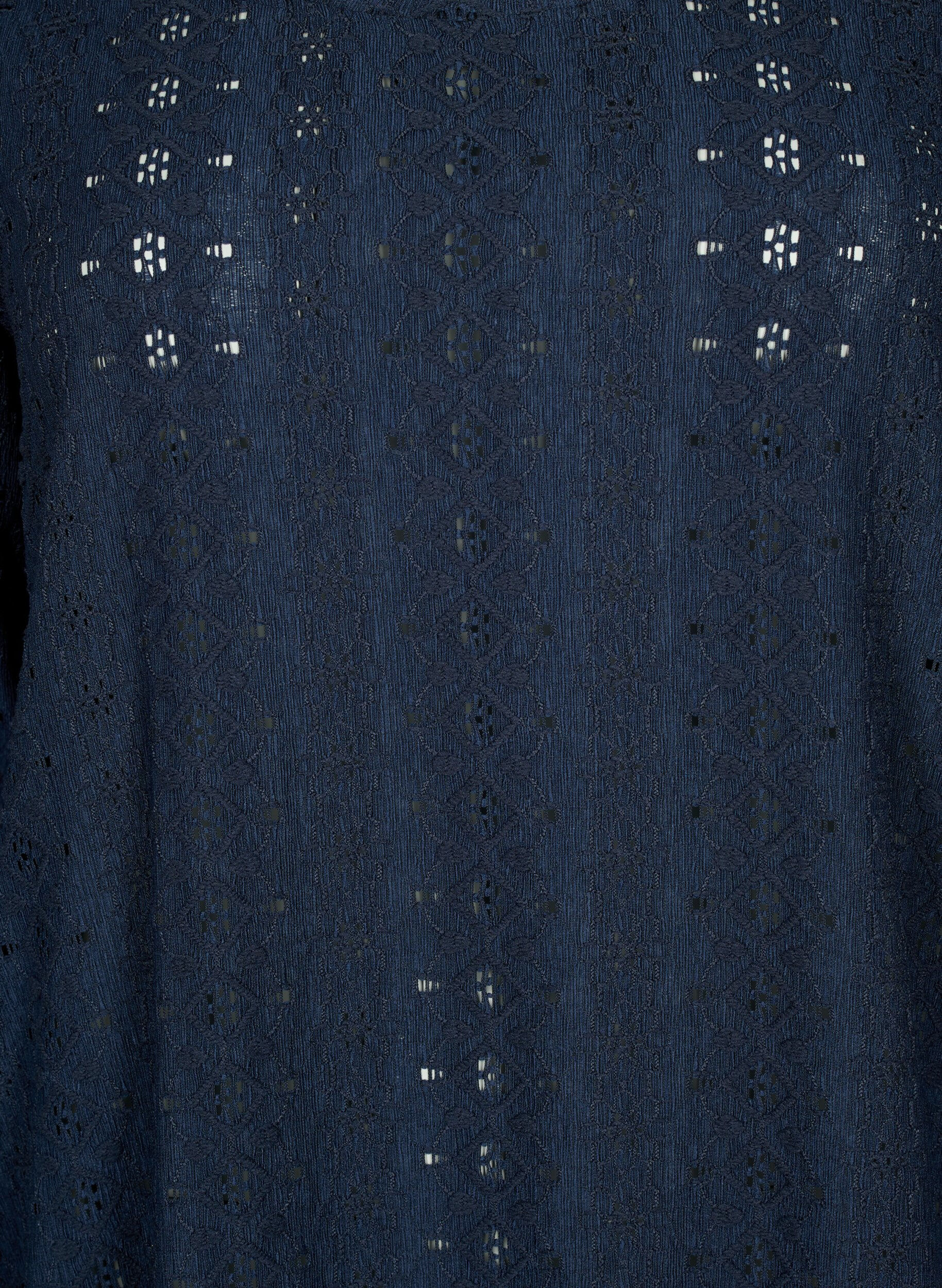 Zizzi Blouse avec broderie anglaise et manches 7/8, Navy Blazer, Packshot image number 2