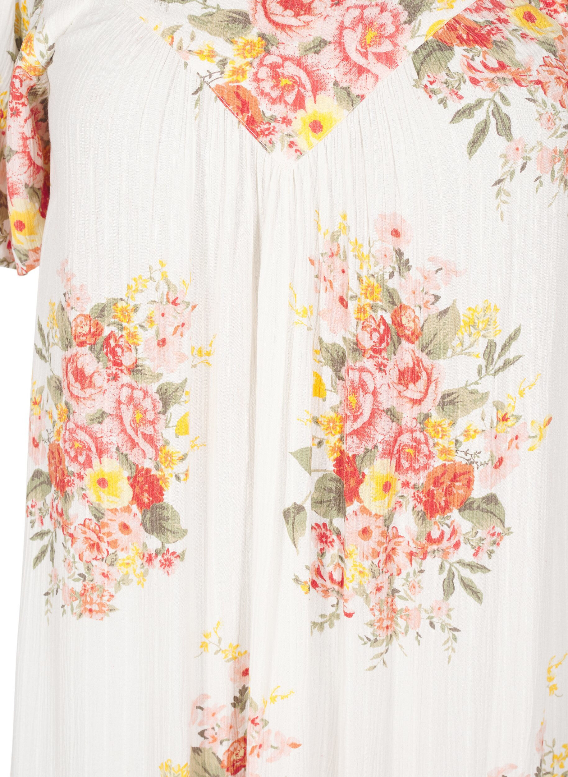 Zizzi Robe longue avec d&eacute;collet&eacute; carr&eacute; et motifs floraux, Vanille, Packshot image number 2