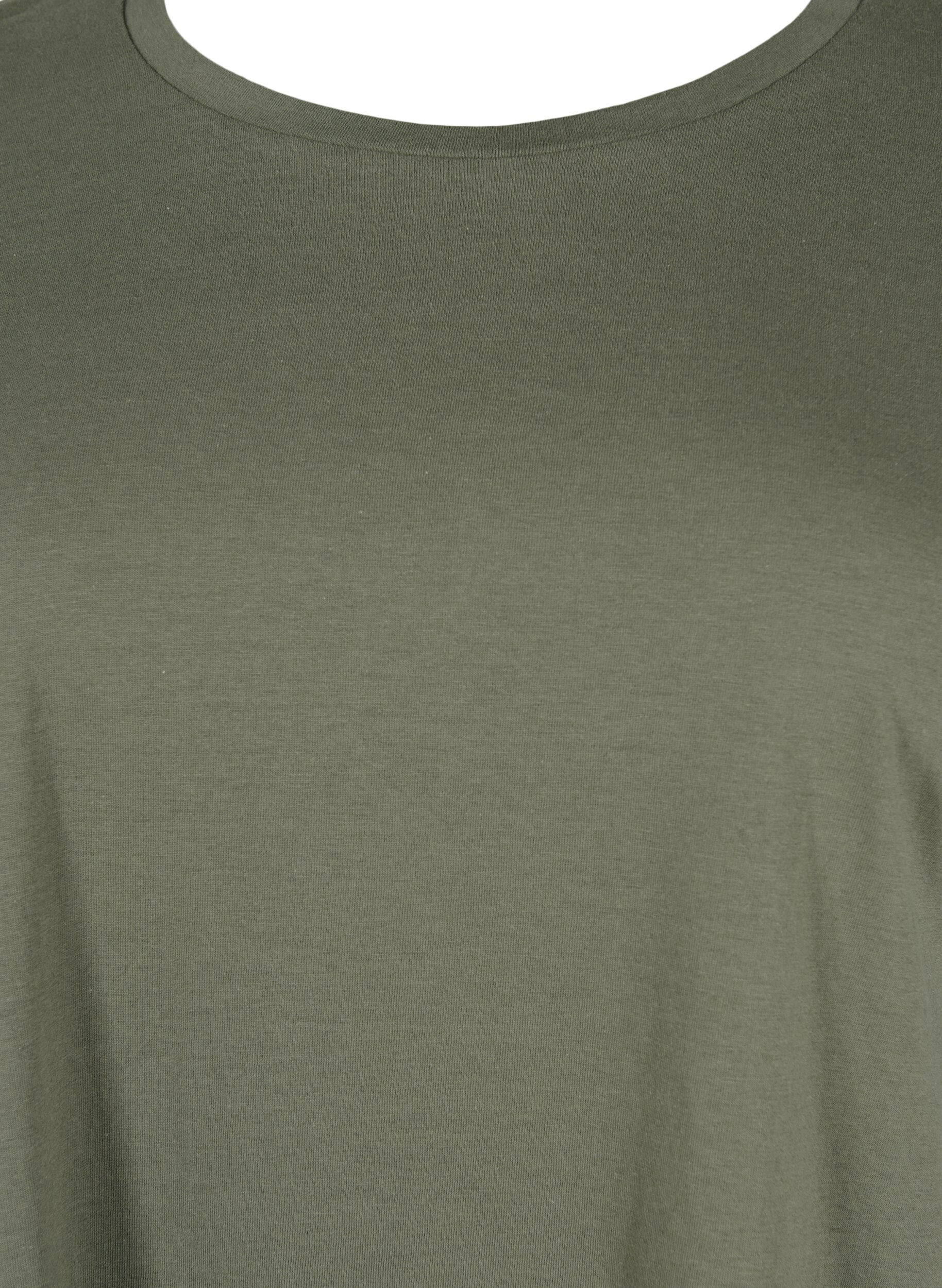ZizziT-shirt &agrave; manches courtes en coton m&eacute;lang&eacute;, Vert Kaki, Packshot image number 2