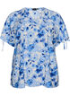 Blouse en viscose avec manches fronc&eacute;es, Bleu, Packshot image number 0