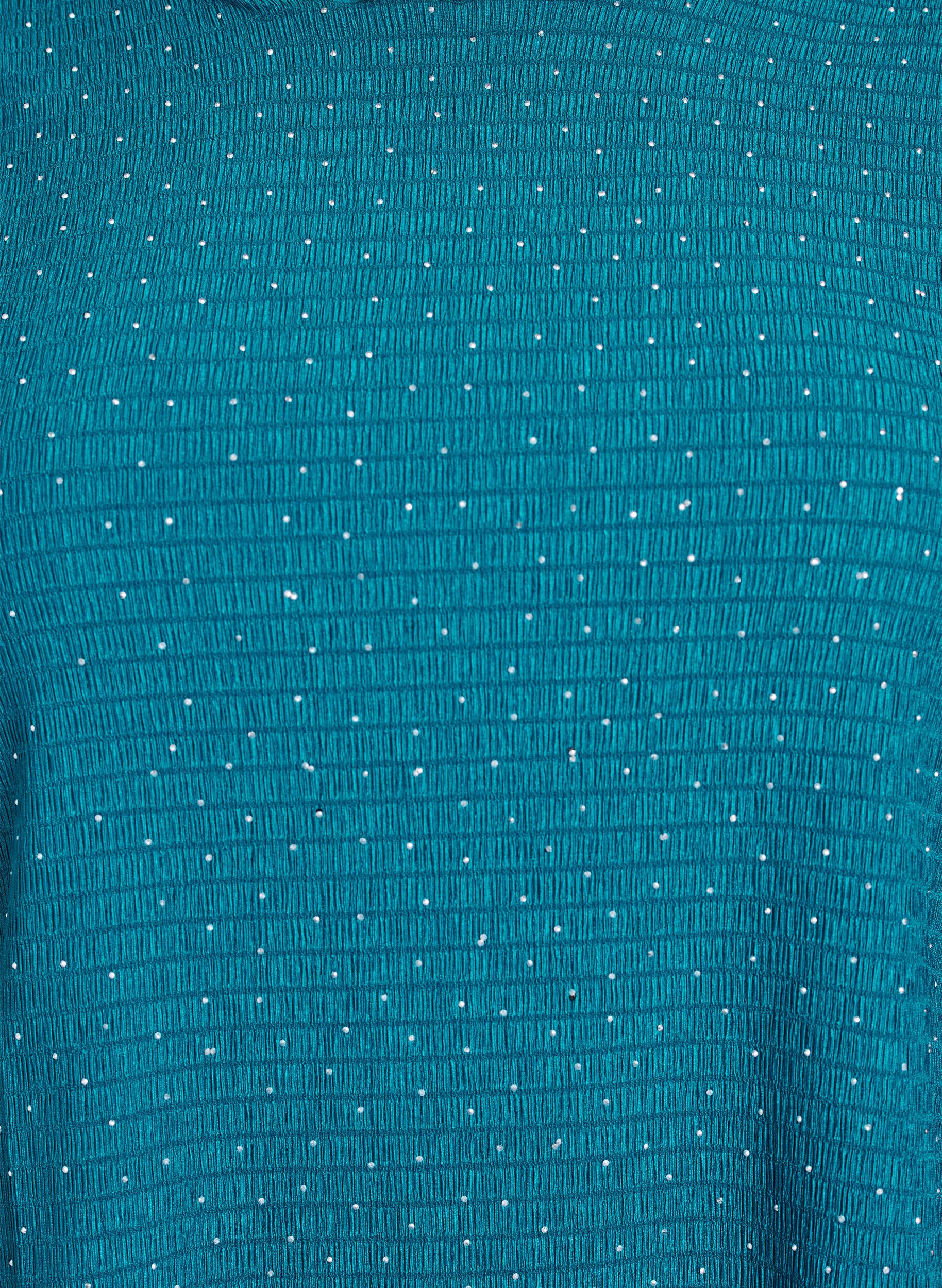 Zizzi Chemisier &agrave; manches longues avec strass, Bleu p&eacute;trole, Packshot image number 2