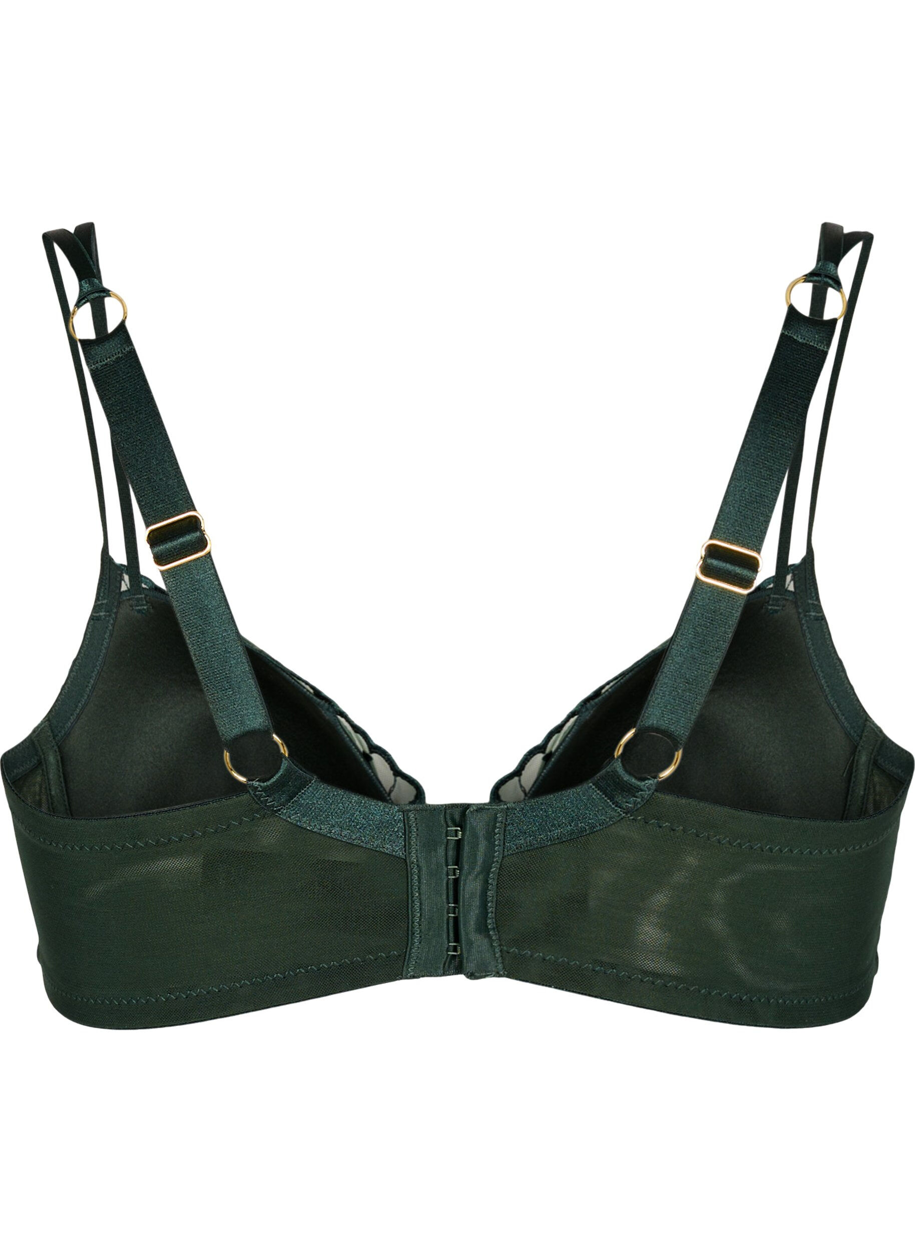 Zizzi Soutien-gorge moul&eacute; &agrave; motif brod&eacute;, Vert fonc&eacute;, Packshot image number 1