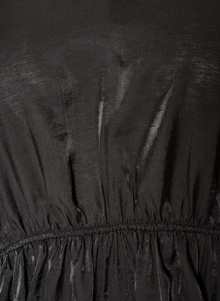 Blouse brillante en viscose &agrave; effet p&eacute;plum, Noir, Packshot image number 2