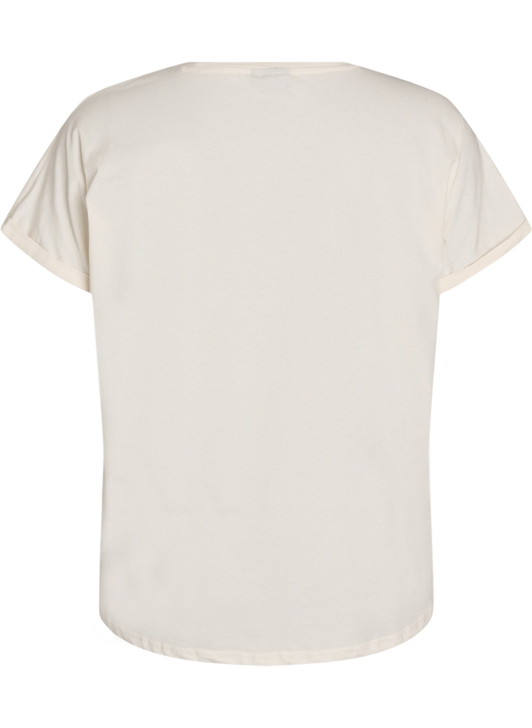 Zizzi T-shirt de nuit ample en coton avec imprim&eacute;, Vanille, Packshot image number 1