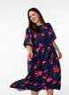 Robe midi &agrave; imprim&eacute; roses et manches courtes bouffantes, Bleu, Model image number 3