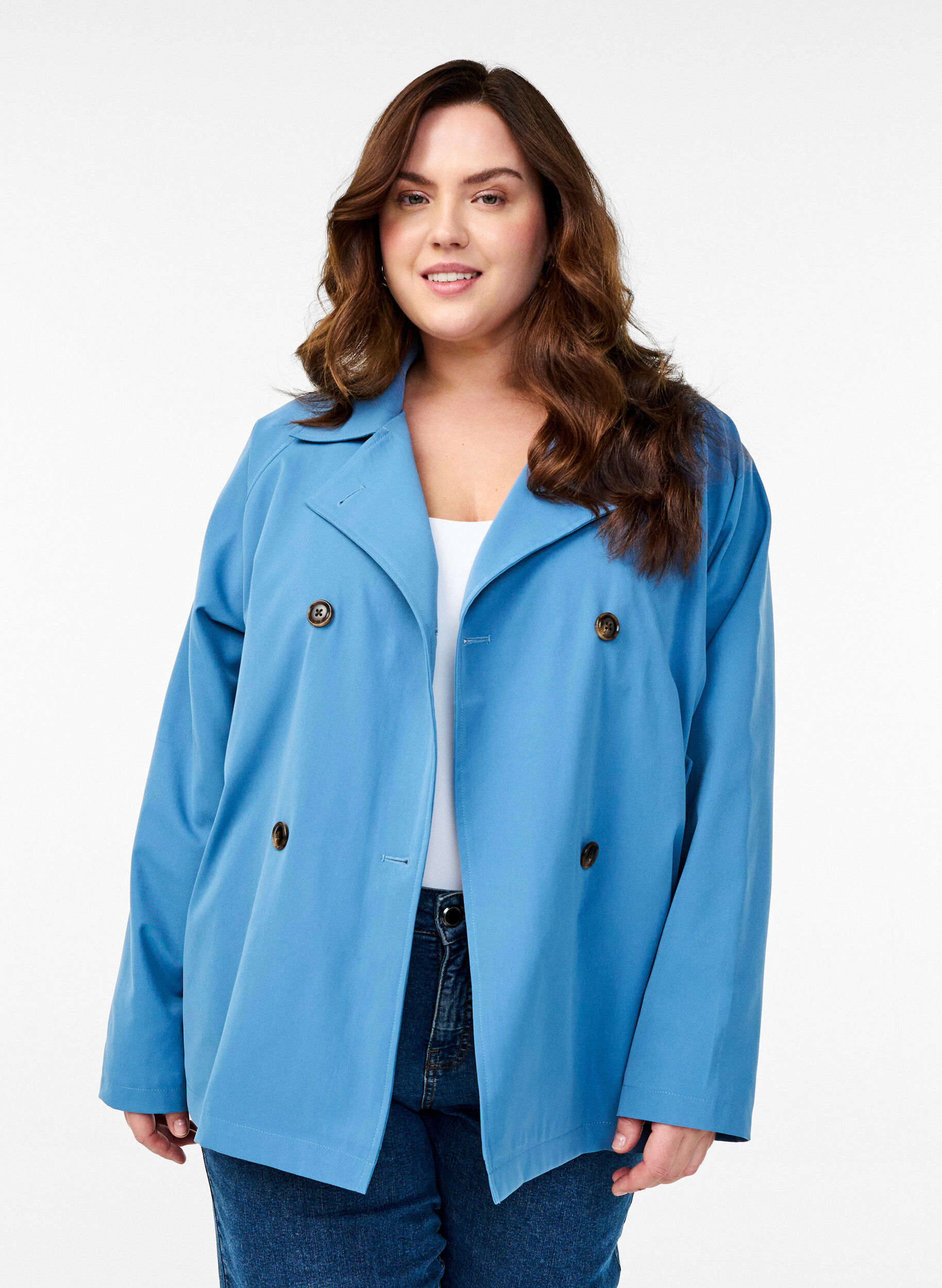 Trench court avec poches, Bleu, Model
