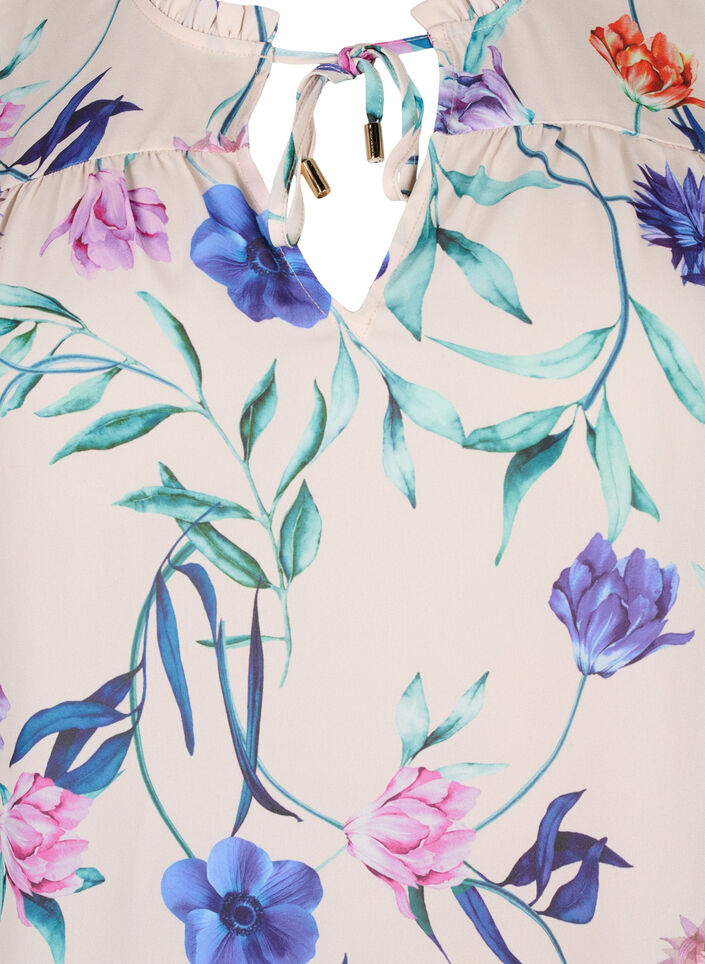 Haut floral avec attache, Buttercream Blue Fl., Packshot image number 2