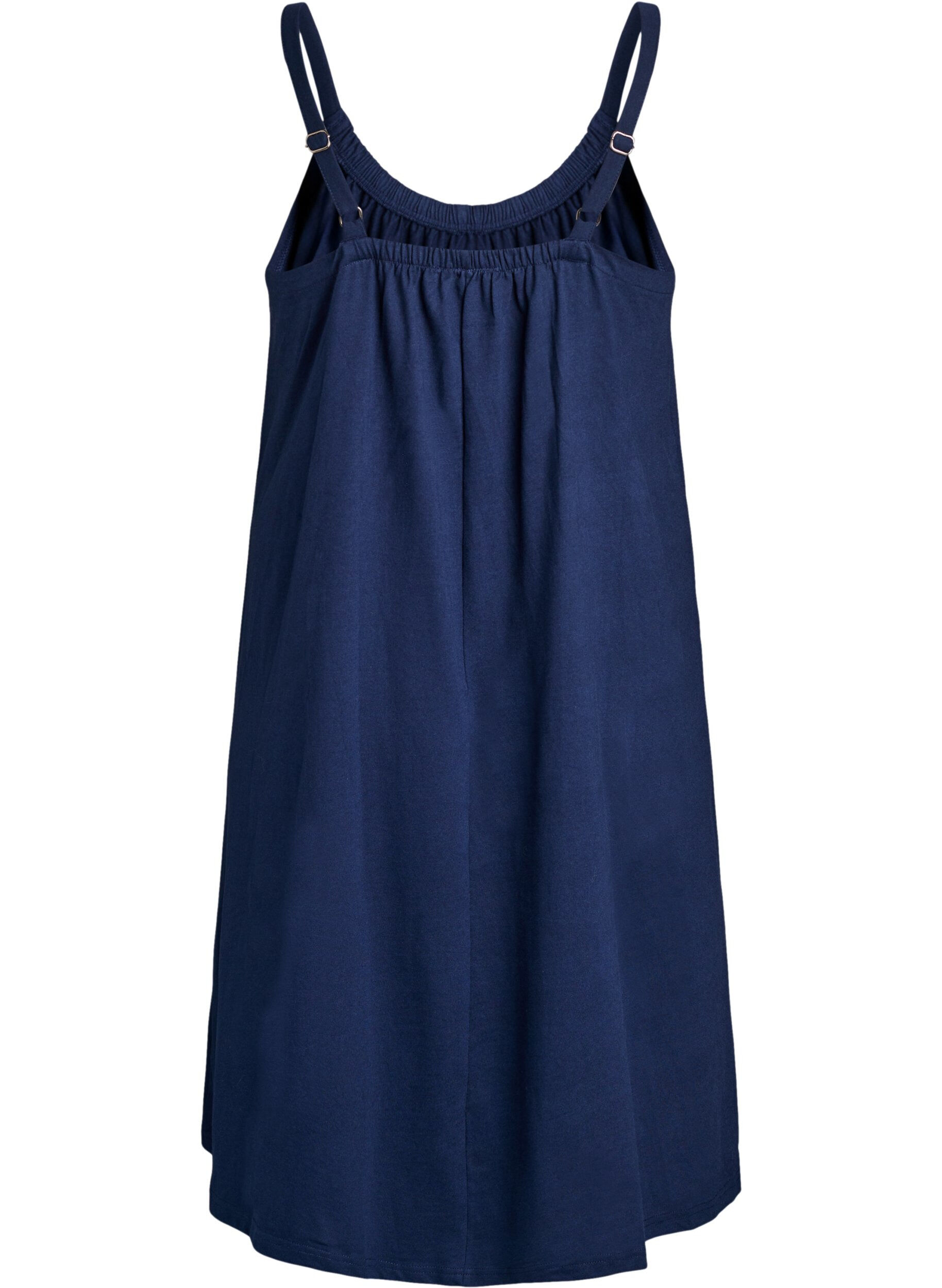 ZizziRobe &agrave; bretelles midi en coton bio, Bleu, Packshot image number 1