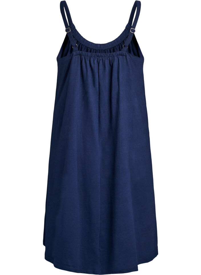 Robe &agrave; bretelles midi en coton bio, Bleu, Packshot image number 1