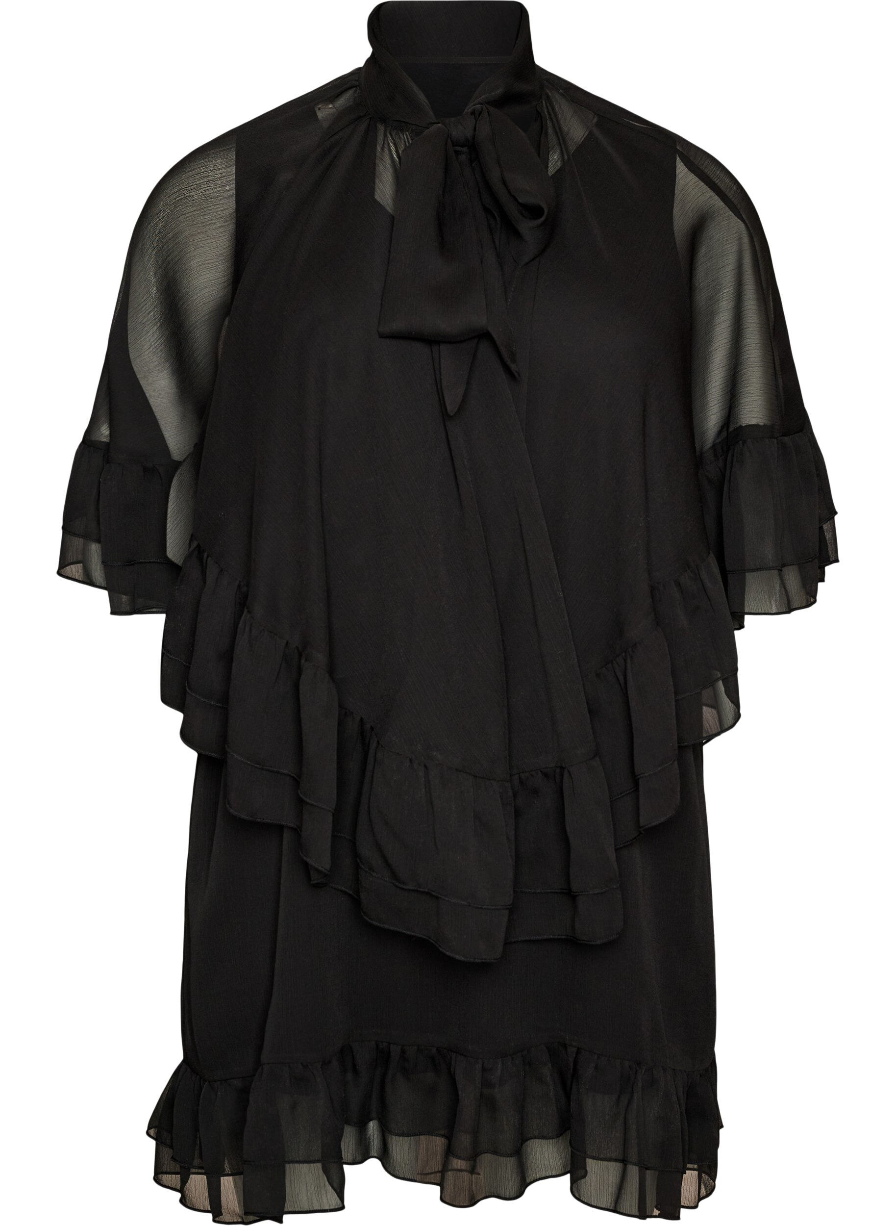 Robe sans manches avec cape en mousseline