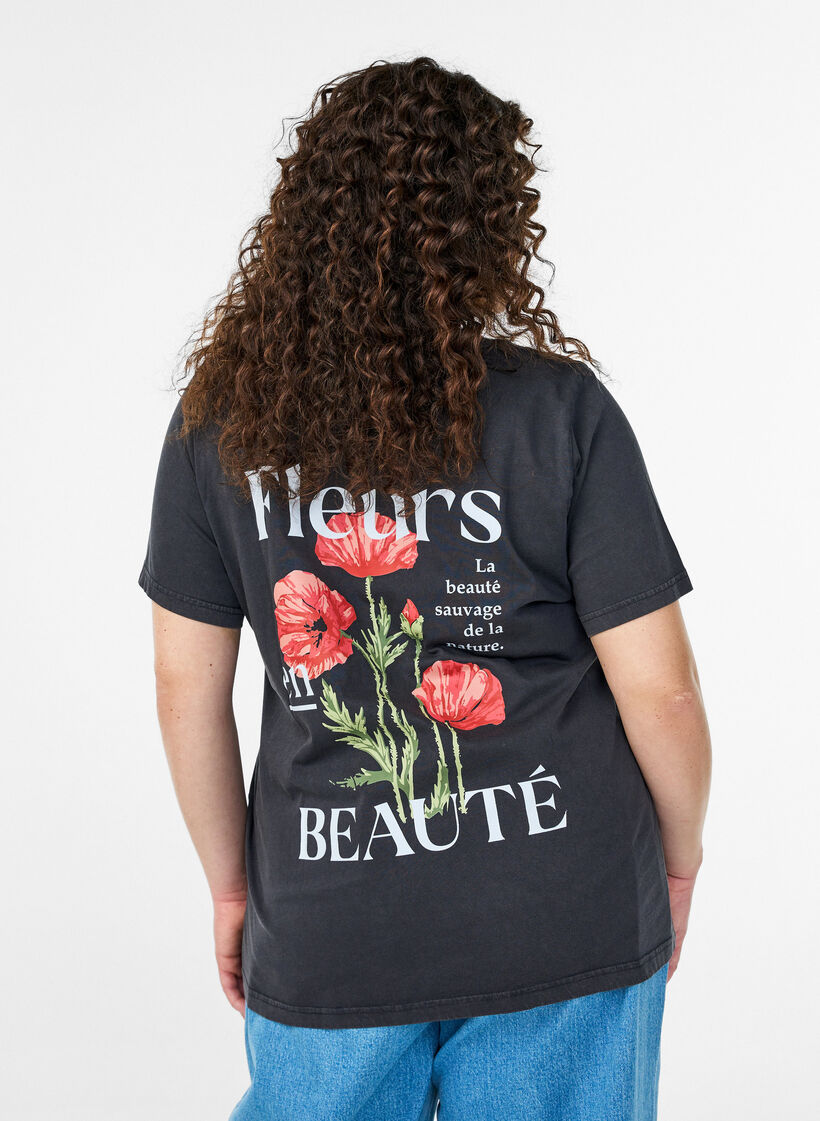 T-shirt en coton avec imprim&eacute; devant et dos, 9991, Model image number 2