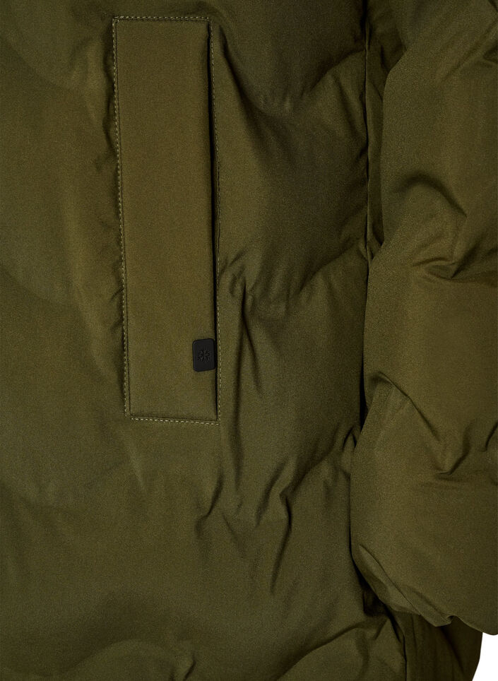 Doudoune longue &agrave; capuche avec motif vagues, Vert Kaki, Packshot image number 3
