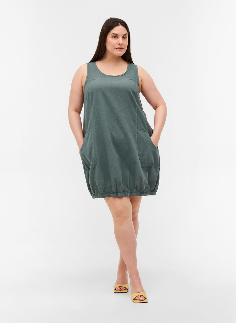 Robe sans manches en coton, Balsam Green, Model image number 2