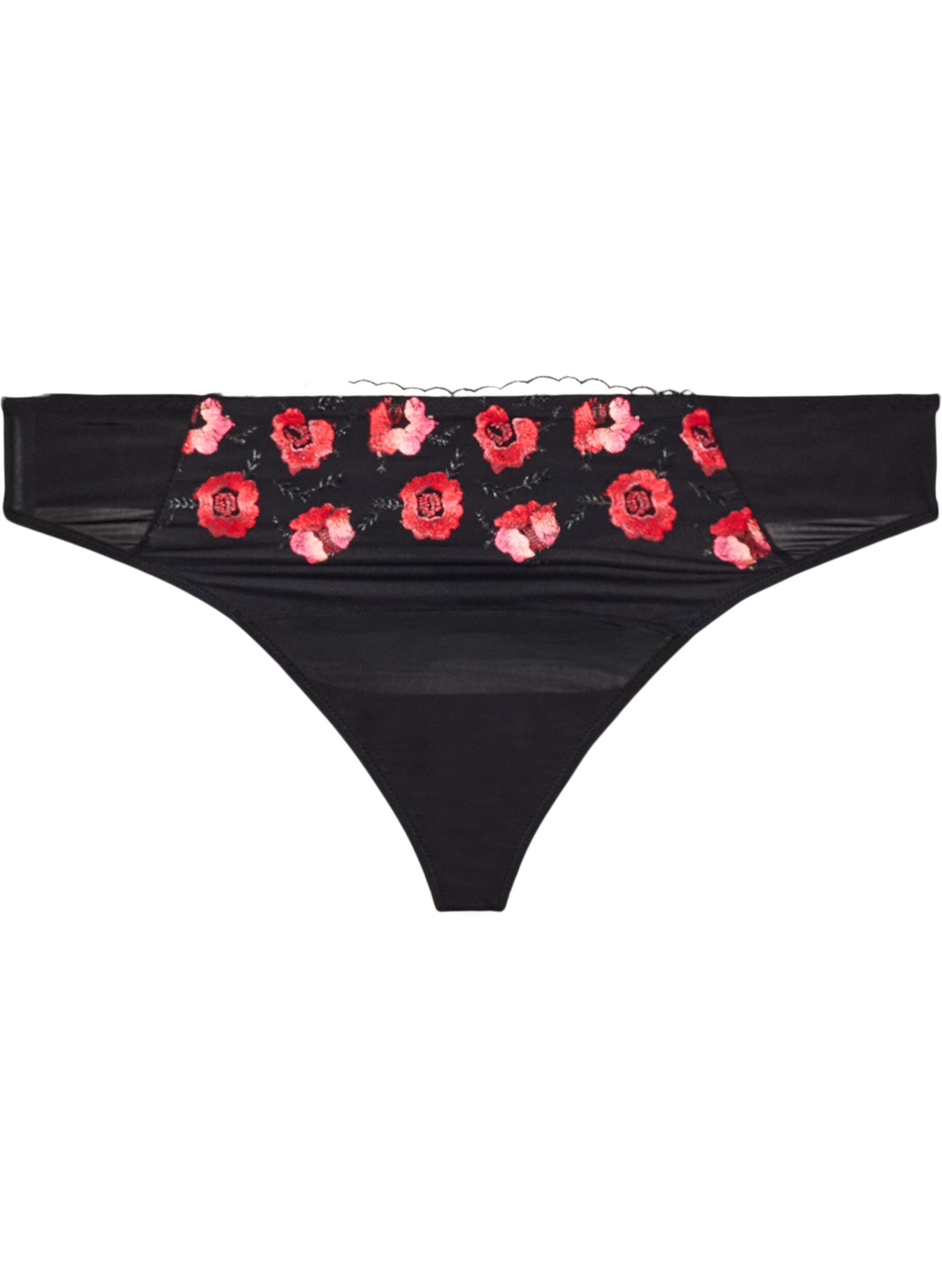 ZizziString en microfibre avec broderie florale, Noir, Packshot image number 0
