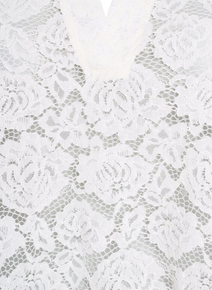 Chemisier en dentelle avec un col et un décolleté en V, Vanille, Packshot image number 2