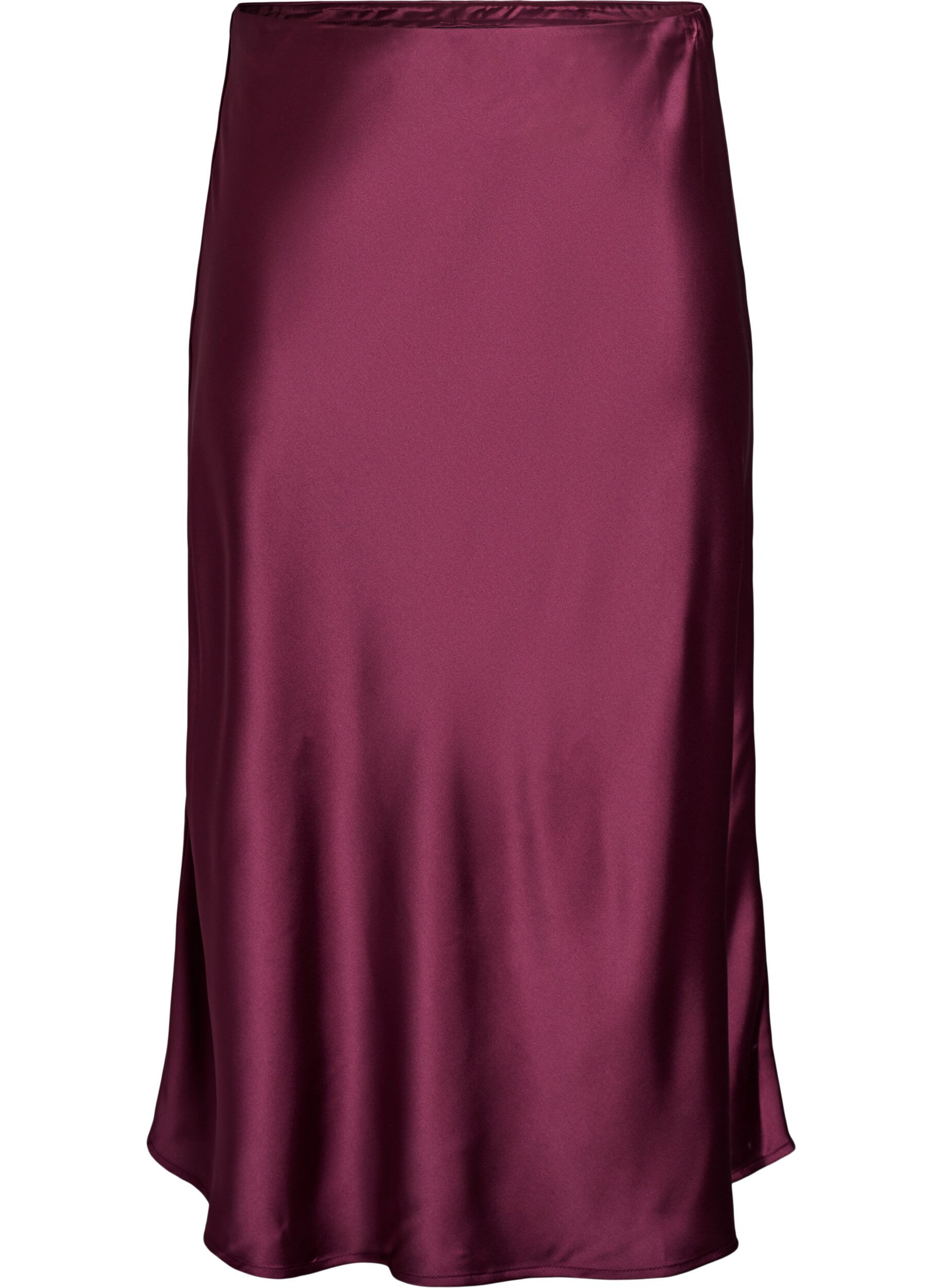 Zizzi Jupe midi en satin, Bordeaux fonc&eacute;, Packshot image number 0