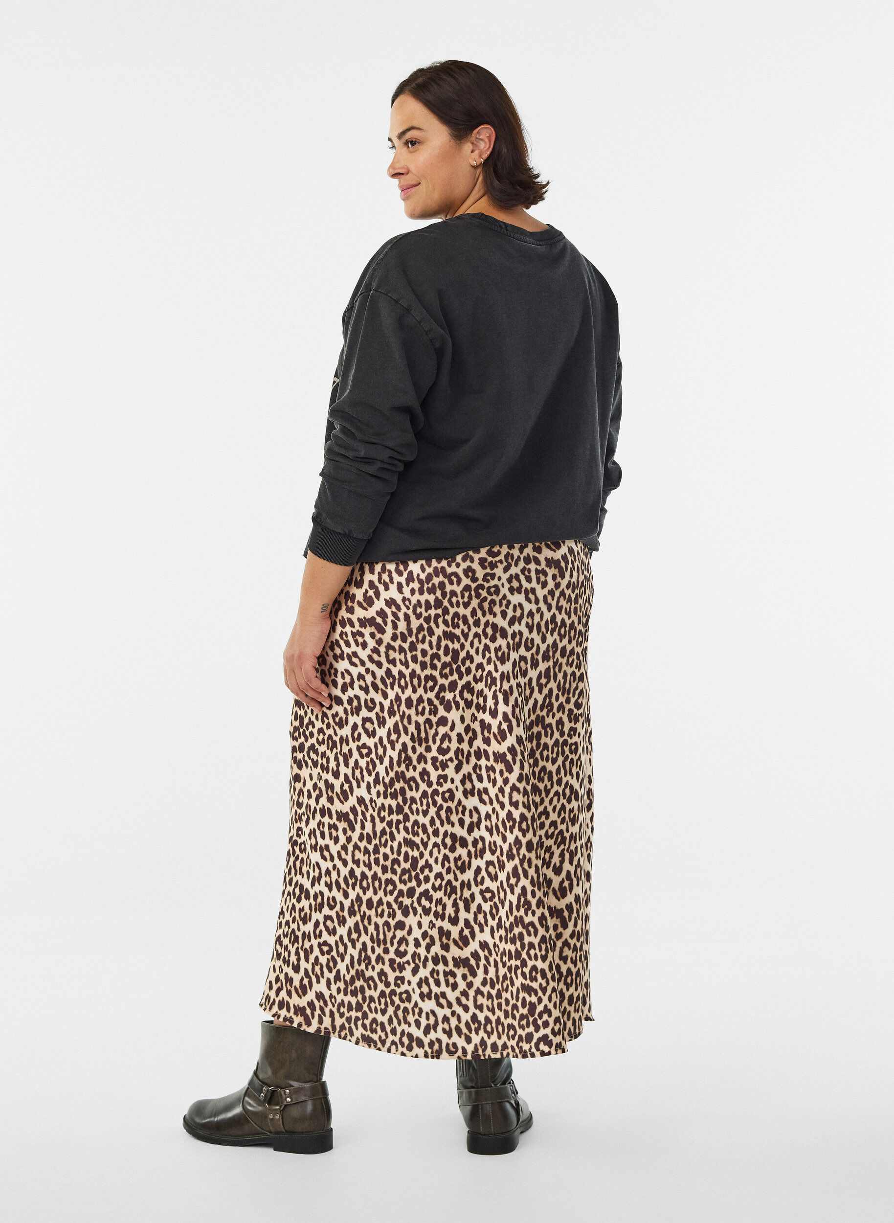 ZizziJupe midi en satin, Marron, Model image number 1